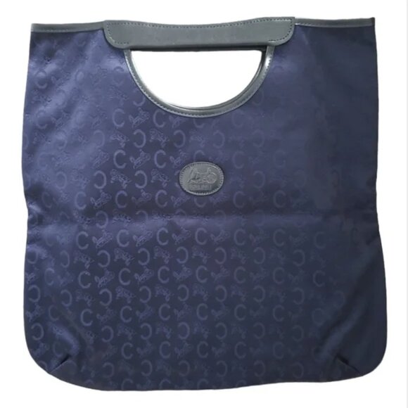 Celine Noevir Blue Monogram Oversized Foldover Clutch Vintage Tote - Picture 1 of 14